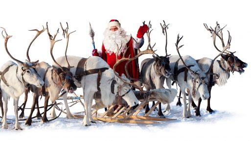 Weihnachtsmann mit Rentieren